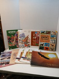 Lot Of Stamp Albums, Commemorative Mint Albums, No Stamps, One Golden Playbook Of Dog Stamps, Full