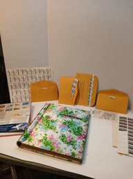 Vintage Flowered Album Half Full Of Stamps, Various Dates, Usa, Canada, Block Stamps