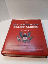 Lot Of An All American Stamp Album, At Least 60% Full, First Day Issues, Air Mail, Block Stamps,