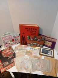 Cool Vintage Modern Postage Stamp Album, 1940,some Canceled And Some Block Stamps