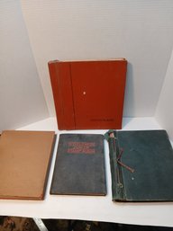 4 Vintage Postage Stamp Albums, Miscellaneous Stamps, Used And Unused, Some Stamps