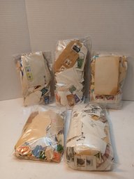 Lot Of 5 Mystery Bags Of Loose Stamps, Correspondence, Etc... The Thrill Of The Hunt Awaits