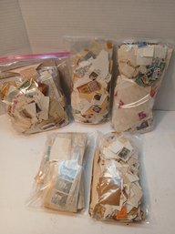 Lot Of 5 Mystery Bags Of Loose Stamps, Correspondence, Etc... The Thrill Of The Hunt Awaits