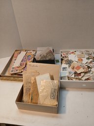 Lot Of 4 Boxes Of Loose Used And Unused Stamps, Another Treasure Hunt