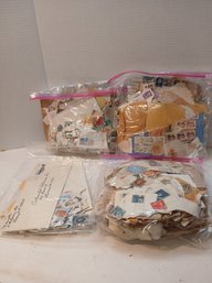 Lot Of 4 Mystery Stamp Treasure Bags, The Thrill Of The Hunt Is Yours For The Taking