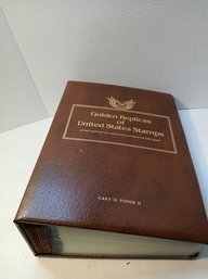 Large Album Of Golden Replicas Of US Stamps, 22k Gold Surface, First Day Issues, 1990's