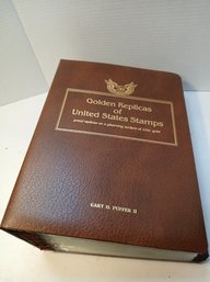 Large Album Of Golden Replicas Of US Stamps, 22k Gold Surface, First Day Issues, 1990's