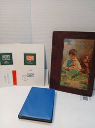 Vintage Scrapbook, A Few Stamps, Cool Cover Art, Small Blue Stamp Album