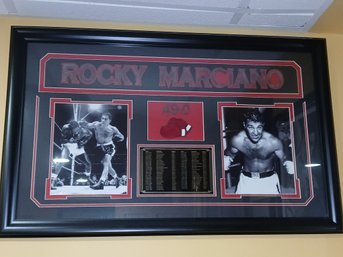 Rocky Marciano  Framed Poster Of Photos, Event Schedule 22 X35' Boxing Sport