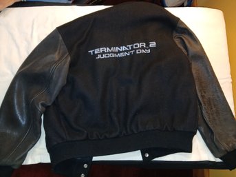 Original ' Terminator 2 - Judgement Day'  Leather & Wool Men's Jacket By Sew Cal Logo  Size L