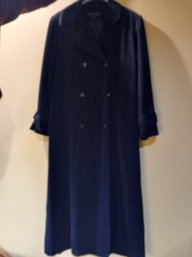 Women's Long  Black Trench Coat, 'Gallery' Sz 12 , Double Breasted