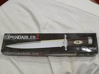 Expendables 2 Knife  -Officially Licensed Collectible- United Toothpick & Leather Sheath NIB