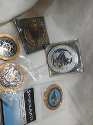 Lot: 5 Collectible FBI Challenge Coins- DOJ FBI In Boston, FBI San Diego, FBI Citizens Academy San Francisc