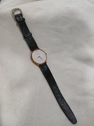Vtg Style Makita Wristwatch W/ Goldtone Case, Black Textured Strap