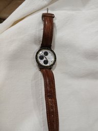 Vtg Fossil Chronomaster 'PANDA'  Special Edition CH-2223  Leather Strap, Shows Wear