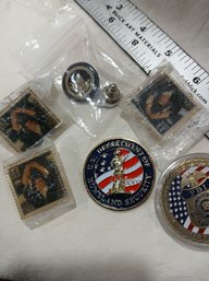 Commemorative Coins (7)  Rocky Marciano, Brokton, Presidential Inaugural, FBI, Etc See Pics Usa Gov't