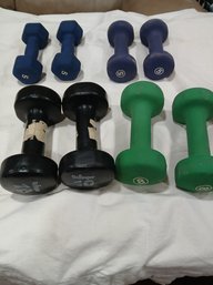 4 Sets Of Hand Weights- Neoprene Coated, 5#, 7#, 8#