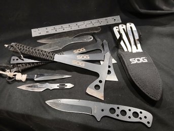 Martial Arts - 11 Throwing Knives And Axes -Variety Sizes And Styles