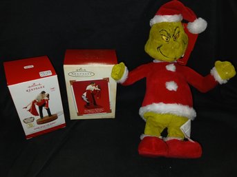Christmas Theme - Grinch In Santa Costume  (electronic) & 2 Hallmark Keepsakes