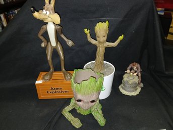 TV/ Movie Figurines - Indiana Jones, Groot, Wiley Coyote Bank- Collectible