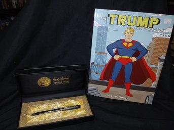 Trump Coloring Book & Signature Pen In Box    -political