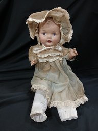 Antique Composition Doll, Original Clothing, Painted Face, Fabric Abdomen & Legs, Approx  16'