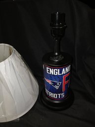 New England Patriots  No. 1  Fan Lamp-- Lamp Base Made From License Plate Type Material - New In Wrap