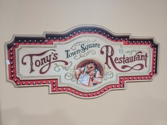 Tony's Town Square Restaurant Advertising Piece On Board    30x15