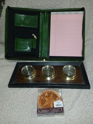 Lot: Italian Leather - Profesional Briefcase By Time Resistance - Wall Weather Station, Coasters