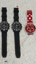 Watches: 1 Red Swatch Chronograph Used, & 2 Unbranded Chronographs