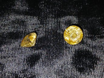 Lot Of 2:  Both 12mm Rulitated Quartz Also Known As Angel Hair Stone-Gems - For Jewelry Making / Setting