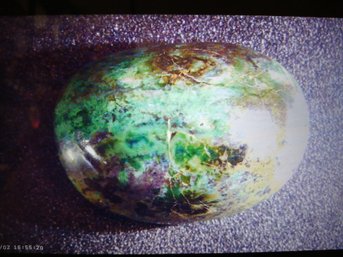 Lot Of 1:  Chyrsocolla In Quartz  Cabochon (17mmx12mm X 9mm Thickness) Gem - For Jewelry Making / Setting