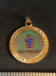 Gold: 18K Pendant -  ' Rev. Luigi Raimondi 01/27/1968 '     10g ,  0.32 Ozt, 6.4 DWT  A