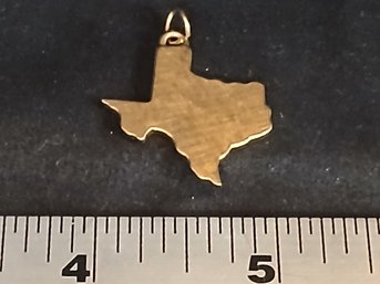 Gold: Marked 14K  DB   Charm/ Pendant - Shape Of Texas,  5.9g, 0.19ozt, 3.8DWT