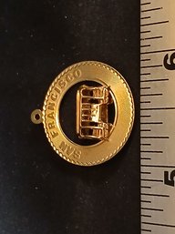 Gold: Marked 14K - Circle Pendant Of Trolly Car- San Francisco -  4.0g, 0.13ozt, 2.6DWT