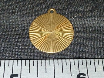 Gold:  Marked 14k, Round Pendant - Pinwheel - Inscribed 'Love Fthr. ROM 5-27-62'  -1.8g, 0.060zt, 1.2DWT