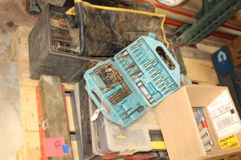 Tool Box Of Sockets Wrenches Craftsman, And 3 Empty Sorting Storage Boxes