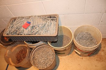 7 5gal Buckets Various Sized Galvanized And Steel Nails