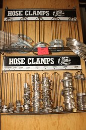 2 Wall Racks Of Various Sizes Of Hose Clamps