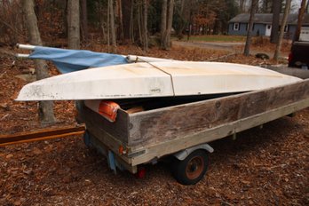 Sunfish 16ft Sail Boat With Trailer May Need 1 Small Fiberglass Patch Trailer Has Flat Tire