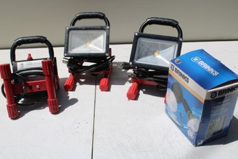 3 Husky LED Work Lights And A Security Light, All LED Working, In Box Not Tried