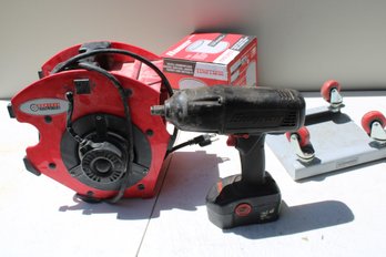 Misc - Battery Impact Drill And Charger, Floor Blower, Roller Dolly, Shopvac Filter NIB