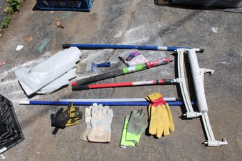 Misc Painting Lot Wide Rollers With Bar And Extentions, Drop Cloth,