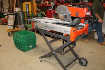 Husqvarna Ts-90 Tile Saw On A Husqvarna Mobile Stand Used/ Working Condition