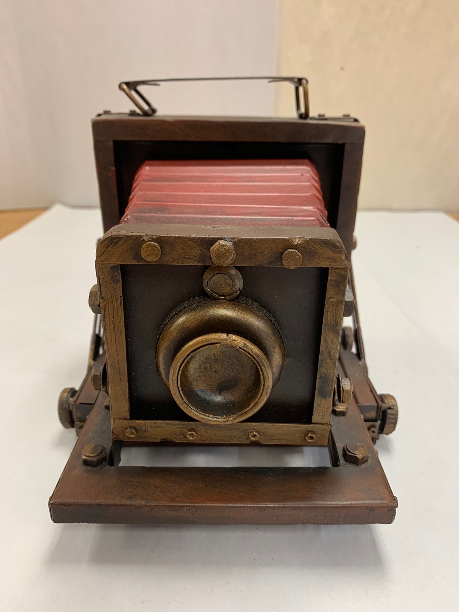 OLD CAMERA METAL REPRO DECOR PIECE, 6 X 8 X 7.5