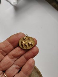 Vintage 14k Solid Yellow Gold Poodle Charm Needs Bale With Inscription