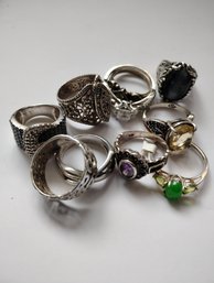 Lot Of 10 Sterling Silver Nicer Rings For Wear Or Resale