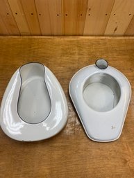 PAIR OF ENAMEL BED PANS