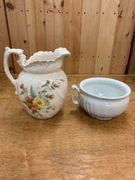 WATER PITCHER AND IRONSTONE POT