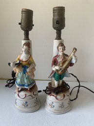 PAIR OF OCCUPIED JAPAN FIGURAL LAMPS  12'H